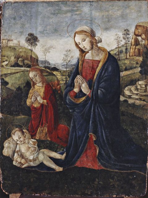 Apicella, Gaetano — Anonimo falsario in stile umbro del XV secolo - sec. XIX/ XX - Madonna in adorazione del Bambino con san Giovannino — insieme